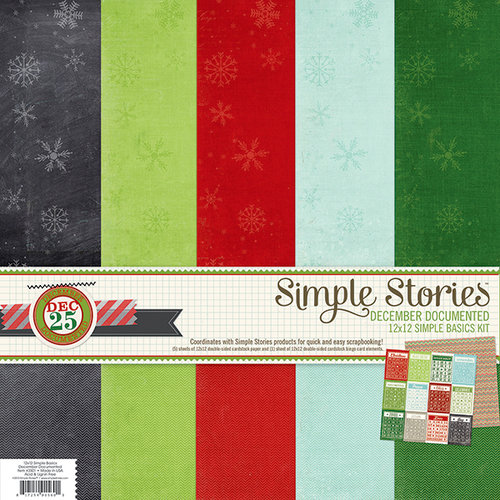 Simple Stories - December Documented Collection - Christmas - 12 x 12 Simple Basics Kit