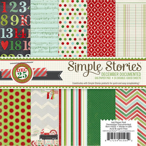 Simple Stories - December Documented Collection - Christmas - 6 x 6 Paper pad