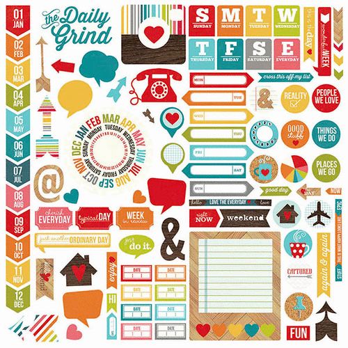 Simple Stories - Daily Grind Collection - 12 x 12 Cardstock Stickers - Fundamentals