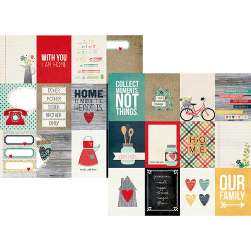 Simple Stories - Homespun Collection - 12 x 12 Double Sided Paper - 3 x4 Journaling Card Elements