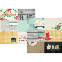 Simple Stories - Homespun Collection - 12 x 12 Double Sided Paper - 4 x 6 Horizontal Journaling Card Elements