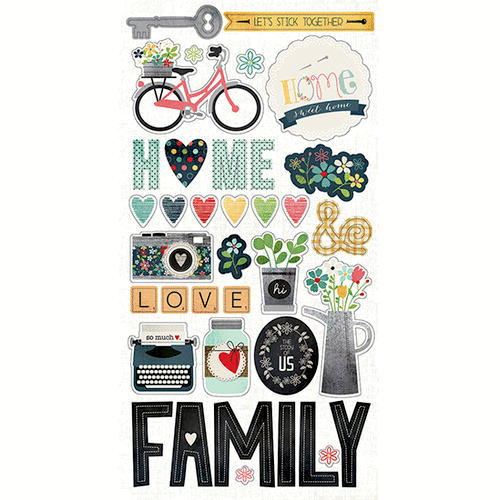 Simple Stories - Homespun Collection - Chipboard Stickers