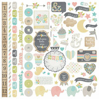 Simple Stories - Hello Baby Collection - 12 x 12 Cardstock Stickers - Fundamentals