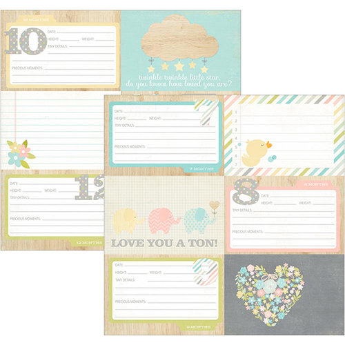 Simple Stories - Hello Baby Collection - 12 x 12 Double Sided Paper - 4 x 6 Horizontal Journaling Card Elements 2