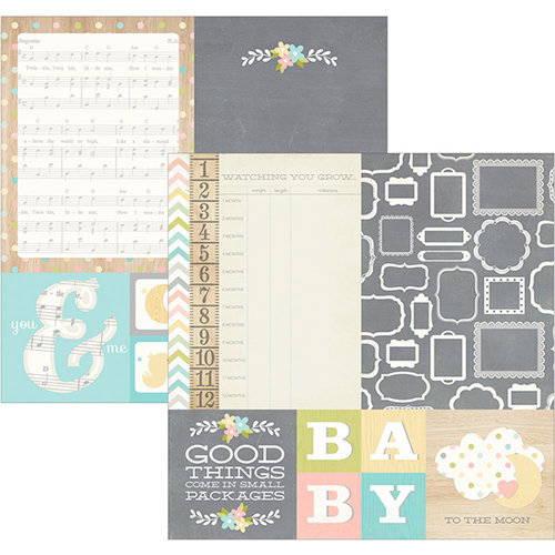 Simple Stories - Hello Baby Collection - 12 x 12 Double Sided Paper - Quote and Photo Mat Elements