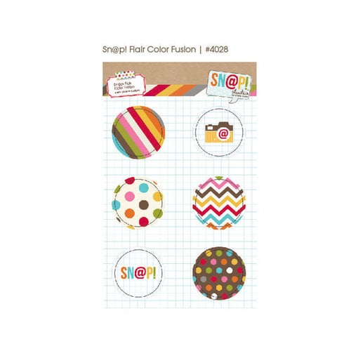 Simple Stories - SNAP Studio Collection - Flair - 6 Adhesive Badges - Color Fusion