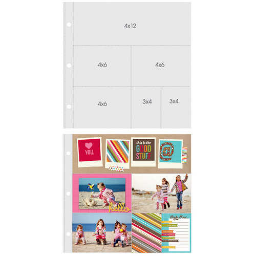 Simple Stories - SNAP Studio Collection - 12 x 12 Page Protectors - One 4 x 12 Three 4 x 6 Two 3 x 4 Inch Photo Sleeves - 10 Pack