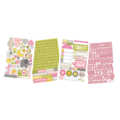 Simple Stories - SNAP Collection - Cardstock Stickers - Baby Girl