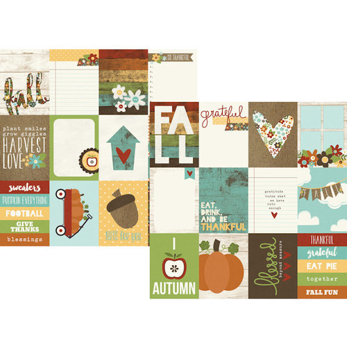 Simple Stories - Pumpkin Spice Collection - 12 x 12 Double Sided Paper - 3 x 4 Journaling Card Elements