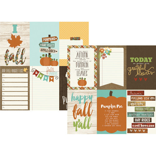 Simple Stories - Pumpkin Spice Collection - 12 x 12 Double Sided Paper - 4 x 6 Vertical Journaling Card Elements
