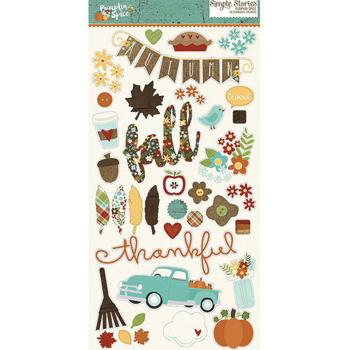 Simple Stories - Pumpkin Spice Collection - Chipboard Stickers