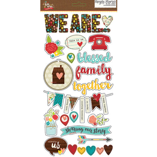 Simple Stories - We Are Family Collection - Chipboard Stickers