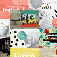 Simple Stories - Life In Color Collection - 12 x 12 Double Sided Paper - 4 x 6 Horizontal Journaling Elements