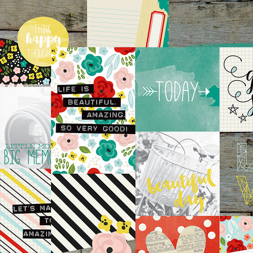 Simple Stories - Life In Color Collection - 12 x 12 Double Sided Paper - 4 x 4 and 4 x 6 Vertical Journaling Elements