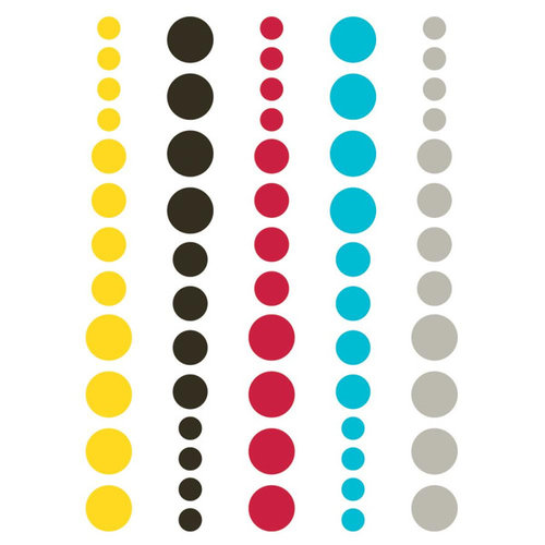 Simple Stories - DIY Collection - Enamel Dots - Teal, Red and Yellow