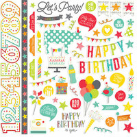 Simple Stories - Let's Party Collection - 12 x 12 Cardstock Stickers - Fundamentals