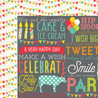 Simple Stories - Let's Party Collection - 12 x 12 Double Sided Paper - Hip Hip Horray