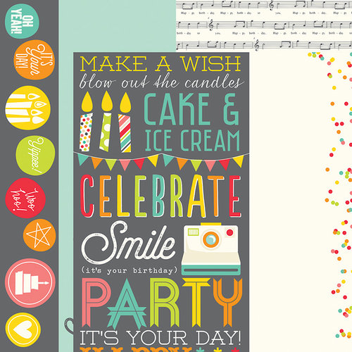 Simple Stories - Let's Party Collection - 12 x 12 Double Sided Paper - 2 x 12, 4 x 12 and 6 x 12 Elements
