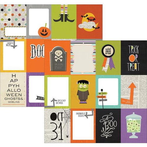 Simple Stories - Frankie and Friends Collection - Halloween - 12 x 12 Double Sided Paper - 3 x 4 Journaling Card Elements