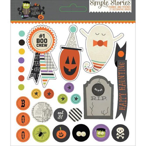 Simple Stories - Frankie and Friends Collection - Halloween - Decorative Brads