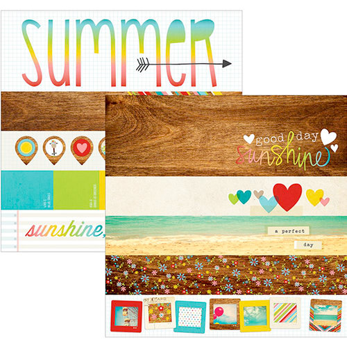 Simple Stories - Good Day Sunshine Collection - 12 x 12 Double Sided Paper - Borders and Title Strip Elements