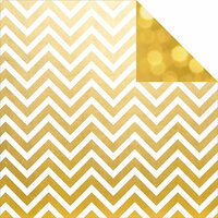 Simple Stories - The Story of Us Collection - 12 x 12 Double Sided Paper - Gold Chevron