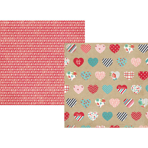 Simple Stories - Hugs and Kisses Collection - 12 x 12 Double Sided Paper - Heartthrob