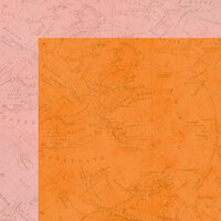 Simple Stories - You Are Here Collection - 12 x 12 Double Sided Paper - Orange Map