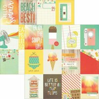 Simple Stories - Summer Vibes Collection - 12 x 12 Double Sided Paper - 3 x 4 Journaling Card Elements