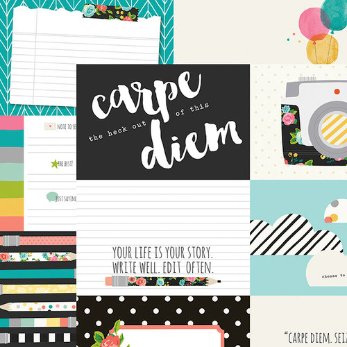 Simple Stories - Carpe Diem Collection - 12 x 12 Double Sided Paper - 4 x 6 Horizontal Journaling Elements