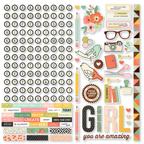 Simple Stories - The Reset Girl Collection - 12 x 12 Cardstock Stickers - Combo