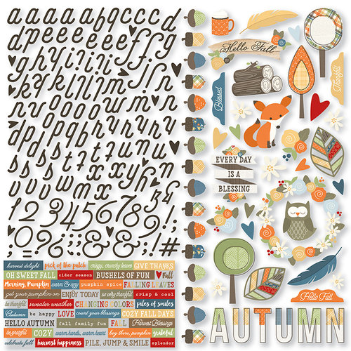 Simple Stories - Hello Fall Collection - 12 x 12 Cardstock Stickers - Combo