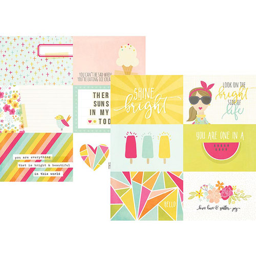 Simple Stories - Sunshine and Happiness Collection - 12 x 12 Double Sided Paper - 4 x 6 Horizontal Journaling Elements