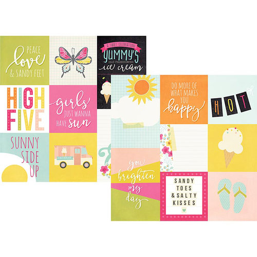 Simple Stories - Sunshine and Happiness Collection - 12 x 12 Double Sided Paper - 4 x 4 and 4 x 6 Vertical Journaling Elements