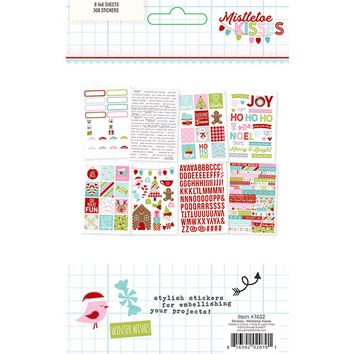 Simple Stories - Mistletoe Kisses Collection - Christmas - Cardstock Stickers