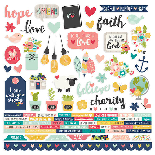 Simple Stories - Faith Collection - 12 x 12 Cardstock Stickers - Combo
