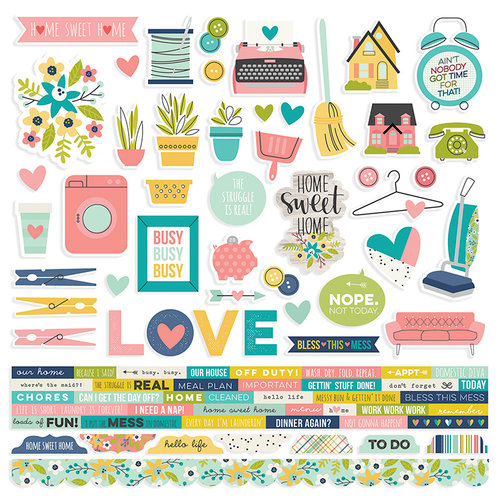 Simple Stories - Domestic Bliss Collection - 12 x 12 Cardstock Stickers - Combo