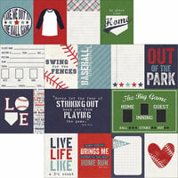 Simple Stories - Baseball Collection - 12 x 12 Double Sided Paper - 3 x 4 and 4 x 6 Journaling Card Elements
