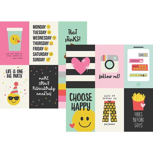 Simple Stories - Emoji Love Collection - 12 x 12 Double Sided Paper - 4 x 6 Vertical Elements