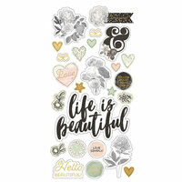 Simple Stories - Beautiful Collection - Chipboard Stickers with Foil Accents