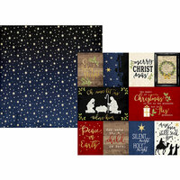 Simple Stories - O Holy Night Collection - Christmas - Simple Sets - 12 x 12 Double Sided Paper - 3 x 4 and 4 x 6 Journaling Card Elements with Foil Accents