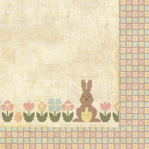Homespun Easter Collection - 12 x 12 Double Sided Paper - Bunny Trail by Moxxie