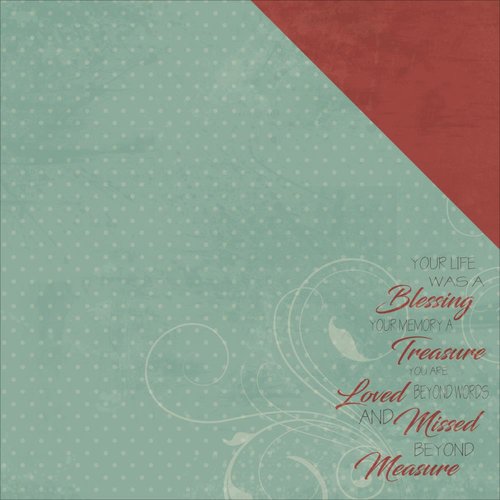 Moxxie - In Memory Collection - 12 x 12 Double Sided Paper - Blessing