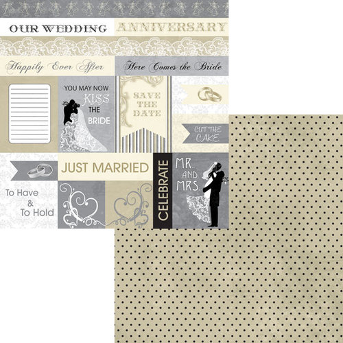 Moxxie - Wedded Bliss Collection - 12 x 12 Double Sided Paper - Wedding Cutout