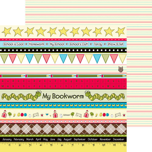 Nikki Sivils - School is Cool Collection - 12 x 12 Double Sided Paper - School Border Strips