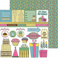 Nikki Sivils - Its Your Day Collection - 12 x 12 Double Sided Paper - Birthday Cut Ups