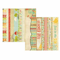 Memory Works - Simple Stories - 100 Days of Summer Collection - 12 x 12 Double Sided Paper - Border and Title Strip Elements