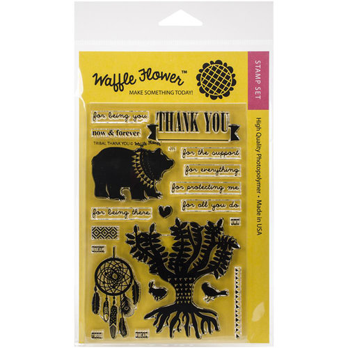Waffle Flower Crafts - Clear Acrylic Stamps - Tribal Thank You
