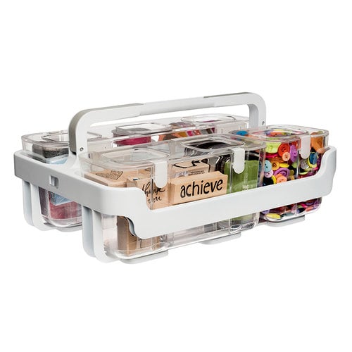 Deflecto White Caddy Organizer with Small Medium and Large Compartments