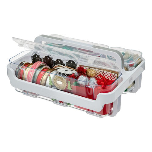 Deflecto Caddy Organizer, Stackable with Three Compartments, White and  Clear (29003CR)